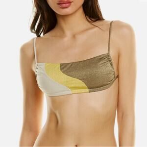 PQ SWIM PILYQ Bikini Top Size Medium NWT Haven Luna Wave Metallic Swim Shimmer
